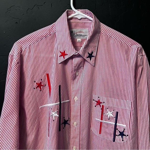 Mili Designs Womens Medium Blouse Button Shirt Patriotic Rhinestones, stars. - Picture 3 of 9